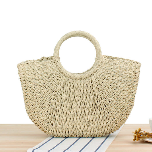 Bolsa Tejida Retro para Mujer - Bolso de Rafia Artesanal para Playa y Viajes - Image 3
