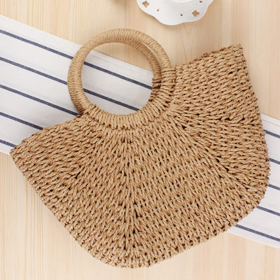 Bolsa Tejida Retro para Mujer - Bolso de Rafia Artesanal para Playa y Viajes - Image 5