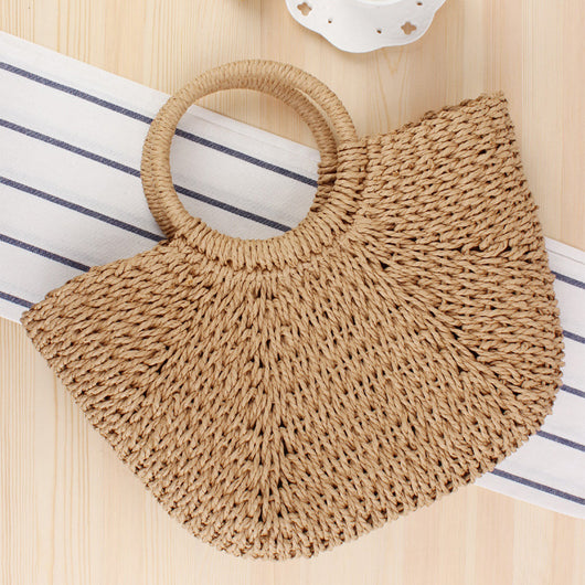 Bolsa Tejida Retro para Mujer - Bolso de Rafia Artesanal para Playa y Viajes - Image 5