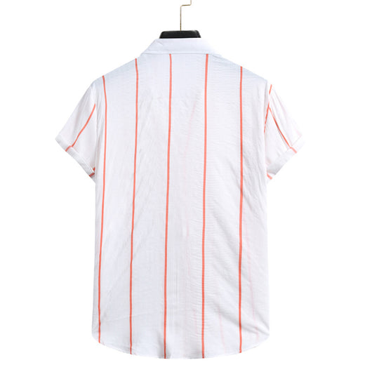 Camisa Slim a Rayas con Cuello de Solapa y Manga Corta - Image 7