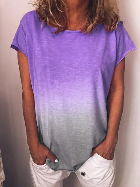 Playera de Color Sólido con Estampado Degradado Arcoíris - Image 10