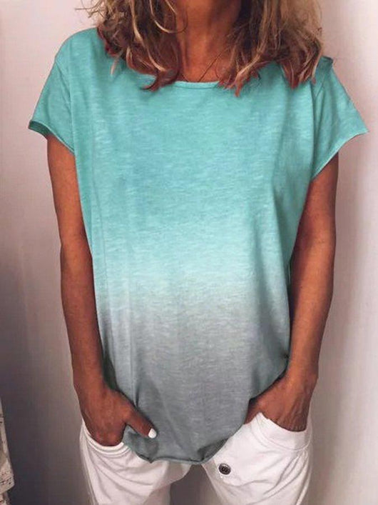 Playera de Color Sólido con Estampado Degradado Arcoíris - Image 4