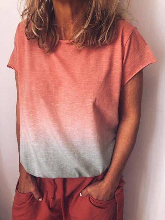 Playera de Color Sólido con Estampado Degradado Arcoíris - Image 2