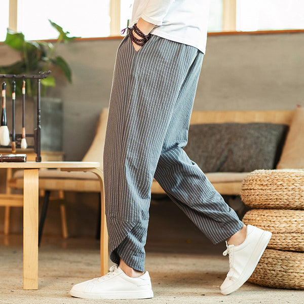 Pantalones Harem a Rayas Talla Grande - Comodidad y Estilo