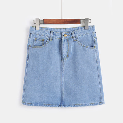 Falda Vaquera Cintura Alta Slim A-Línea Retro para Mujer - Image 10