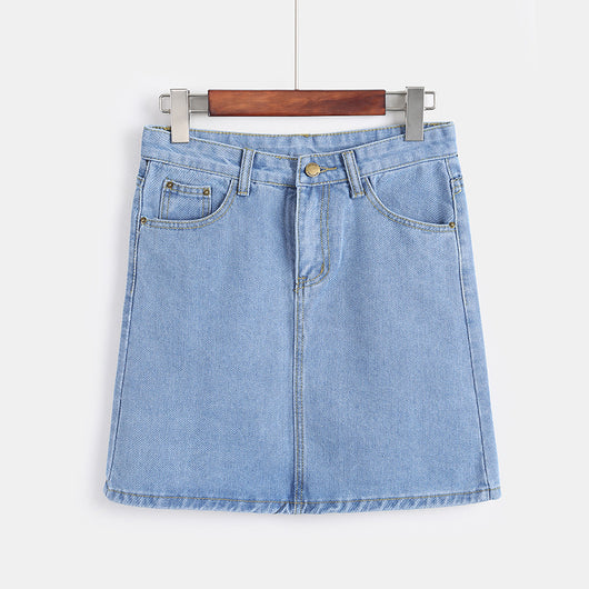 Falda Vaquera Cintura Alta Slim A-Línea Retro para Mujer - Image 10