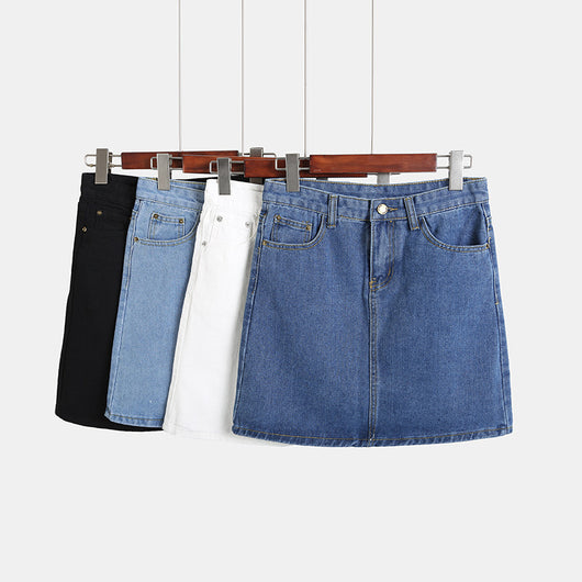 Falda Vaquera Cintura Alta Slim A-Línea Retro para Mujer - Image 5