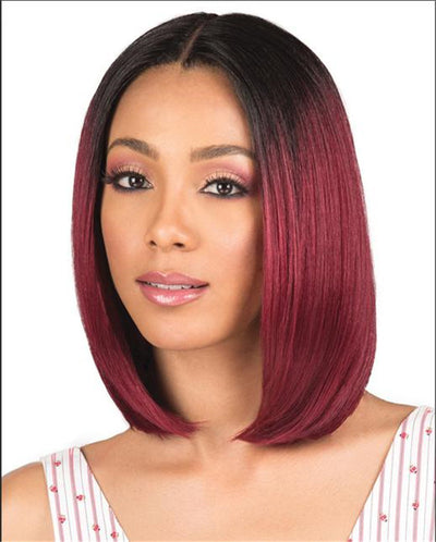 Peluca Bob Corto Degradado Negro a Borgoña - Cabello Lacio y Natural - Image 10