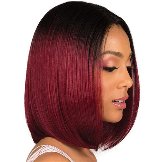 Peluca Bob Corto Degradado Negro a Borgoña - Cabello Lacio y Natural - Image 8