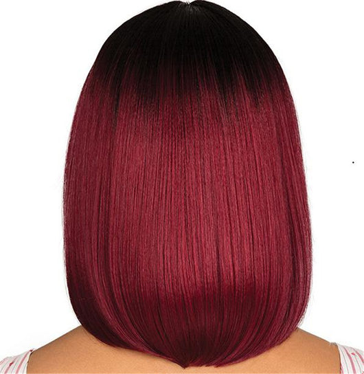 Peluca Bob Corto Degradado Negro a Borgoña - Cabello Lacio y Natural - Image 6