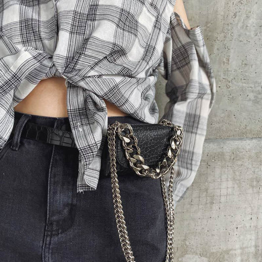 Bolsa de Cintura Mini con Cadena Gruesa - Bandolera Trendy para Mujer - Image 9
