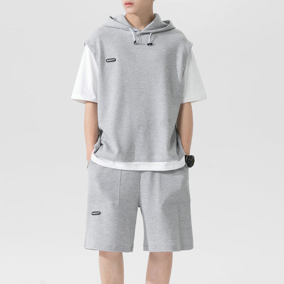Conjunto Deportivo de Verano: Sudadera con Capucha y Pantalón Corto para Hombre