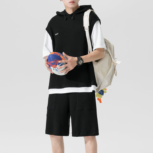 Conjunto Deportivo de Verano: Sudadera con Capucha y Pantalón Corto para Hombre