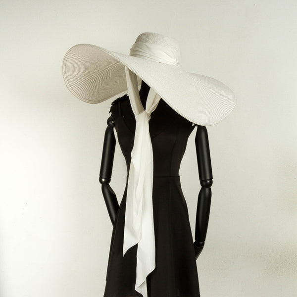 Sombrero de Paja con Ala Ancha Cóncava para Playa y Exterior