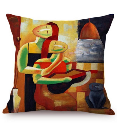 Funda de Almohada de Lino con Pinturas Artísticas Europeas y Americanas