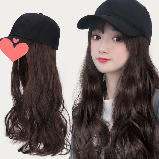 Peluca Sombrero Mujer Cabello Largo Ondas Voluminosas Rojo - Accesorio 2 en 1 - Image 3