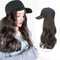 Peluca Sombrero Mujer Cabello Largo Ondas Voluminosas Rojo - Accesorio 2 en 1