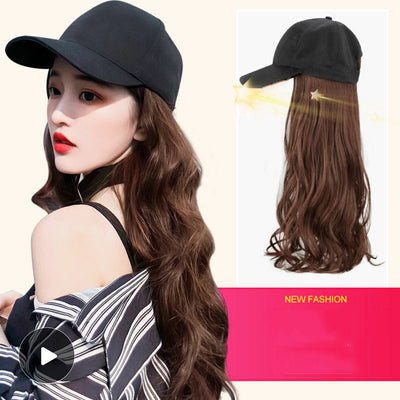 Peluca Sombrero Mujer Cabello Largo Ondas Voluminosas Rojo - Accesorio 2 en 1 - Image 2