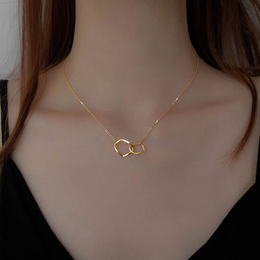 Collar de Plata Esterlina 925 Cuadrado Irregular para Mujer
