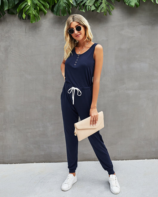 Enterizo Tejido Casual para Mujer con Bolsillos y Cordones - Diseño Liso Verano - Image 14