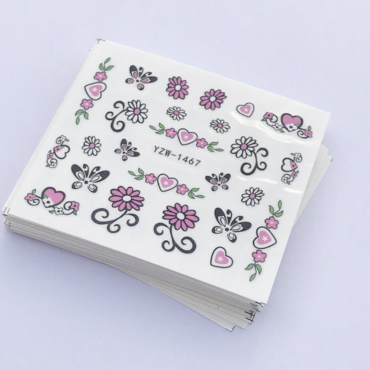 Set de 50 Stickers de Uñas Blanco y Negro - Colección Brillo y Prosperidad