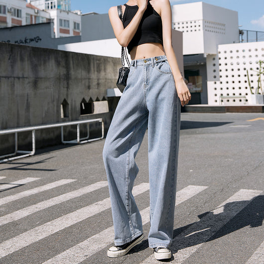 Jeans Rectos Cintura Elástica Pierna Ancha para Mujer - Image 6