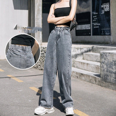 Jeans Rectos Cintura Elástica Pierna Ancha para Mujer - Image 7