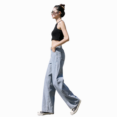 Jeans Rectos Cintura Elástica Pierna Ancha para Mujer - Image 5