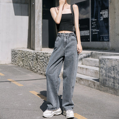 Jeans Rectos Cintura Elástica Pierna Ancha para Mujer - Image 3