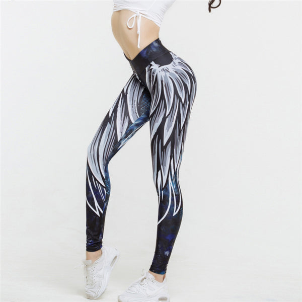 Leggings Deportivos Yoga Cintura Alta con Estampado de Alas Levantacaderas