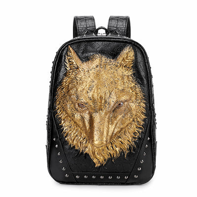 Mochila Punk Lobo 3D con Relieve - Bolso de Hombro Audaz - Image 8
