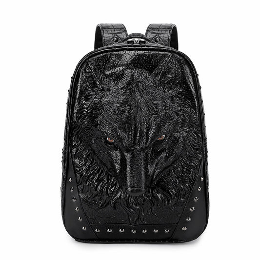 Mochila Punk Lobo 3D con Relieve - Bolso de Hombro Audaz