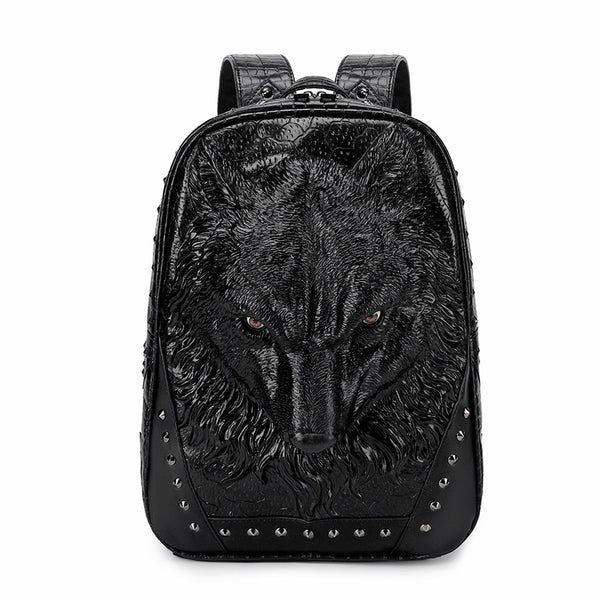 Mochila Punk Lobo 3D con Relieve - Bolso de Hombro Audaz