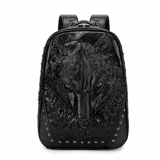 Mochila Punk Lobo 3D con Relieve - Bolso de Hombro Audaz