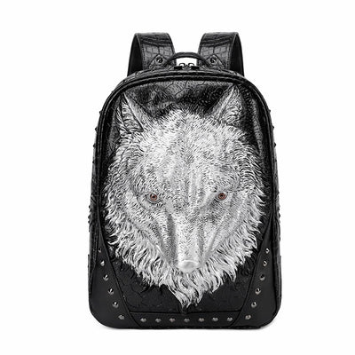 Mochila Punk Lobo 3D con Relieve - Bolso de Hombro Audaz - Image 3