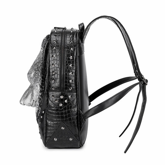 Mochila Punk Lobo 3D con Relieve - Bolso de Hombro Audaz - Image 6