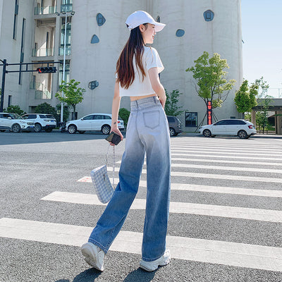 Pantalones Rectos Degradado Azul Verano - Corte Clásico Mujer - Image 10