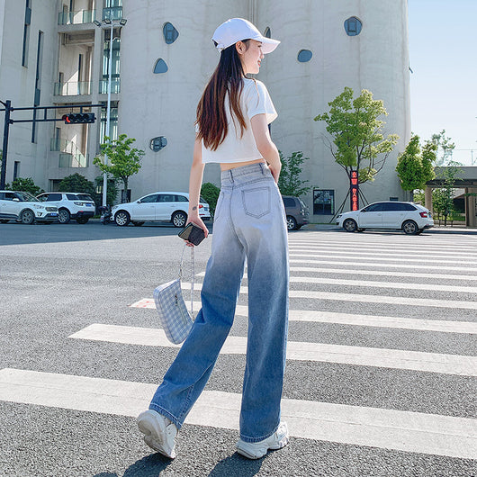 Pantalones Rectos Degradado Azul Verano - Corte Clásico Mujer - Image 10