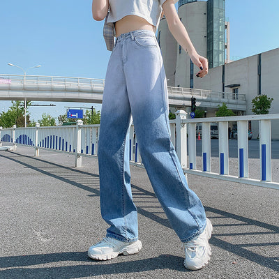 Pantalones Rectos Degradado Azul Verano - Corte Clásico Mujer - Image 9