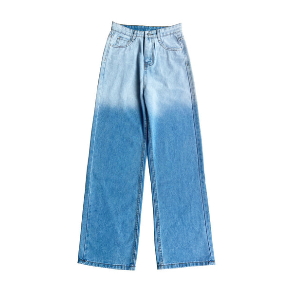Pantalones Rectos Degradado Azul Verano - Corte Clásico Mujer
