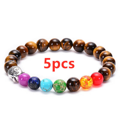 Pulsera de Chakras con Piedra Volcánica y Ojo de Tigre - Equilibrio y Protección - Image 9