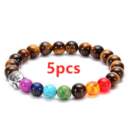 Pulsera de Chakras con Piedra Volcánica y Ojo de Tigre - Equilibrio y Protección - Image 9