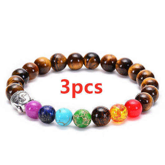Pulsera de Chakras con Piedra Volcánica y Ojo de Tigre - Equilibrio y Protección - Image 8