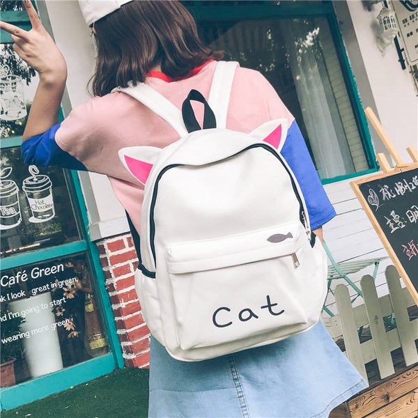 Mochila Escolar Lona con Diseño Cartoon para Mujer