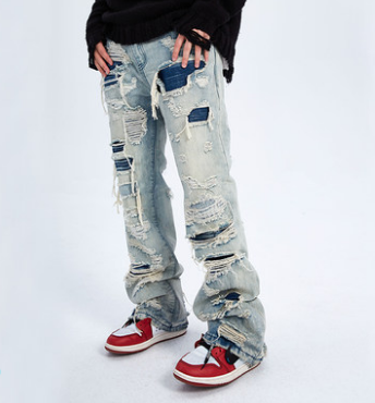 Pantalones Vaqueros Rotos Hombre Lavado Desgastado - Image 10