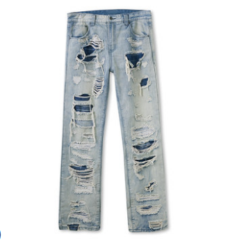 Pantalones Vaqueros Rotos Hombre Lavado Desgastado