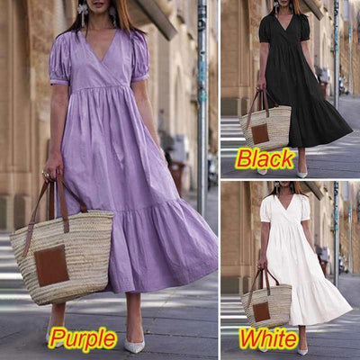Vestido Casual Elegante de Escote V y Falda A-line para Mujer - Image 9