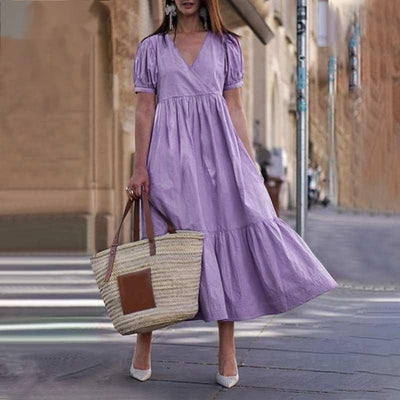 Vestido Casual Elegante de Escote V y Falda A-line para Mujer - Image 4