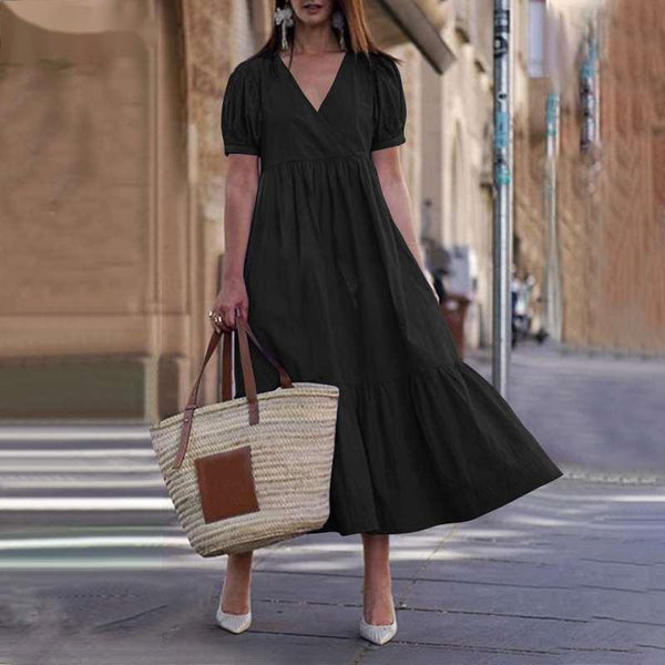Vestido Casual Elegante de Escote V y Falda A-line para Mujer - Image 5
