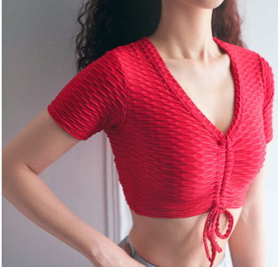 Top Yoga Mujer Ajustable con Cordón - Diseño Texturizado Transpirable para Fitness - Image 9
